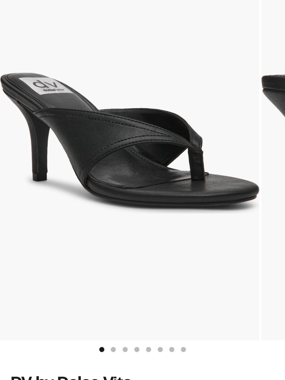 DV by Dolce Vita Black Mid-Heel Thong Mule Sandals